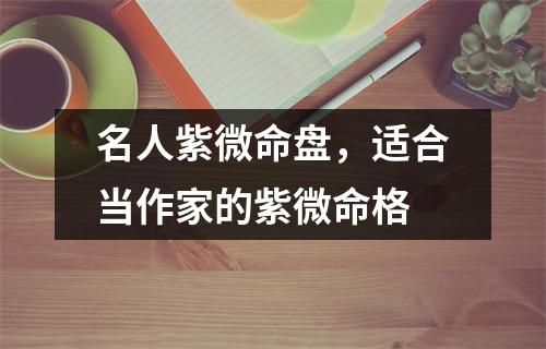 名人紫微命盘，适合当作家的紫微命格