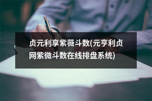 贞元利享紫薇斗数(元亨利贞网紫微斗数在线排盘系统)