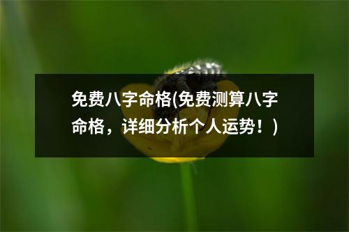 免费八字命格(免费测算八字命格，详细分析个人运势！)