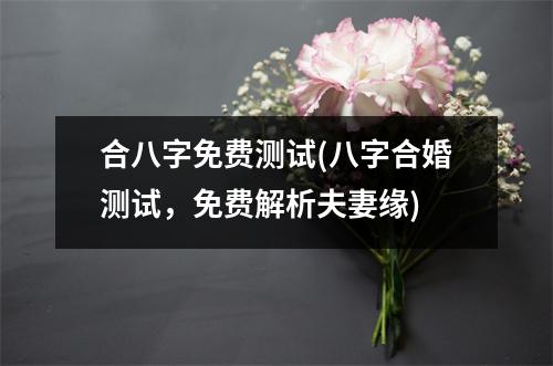 合八字免费测试(八字合婚测试，免费解析夫妻缘)