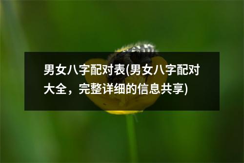 男女八字配对表(男女八字配对大全，完整详细的信息共享)