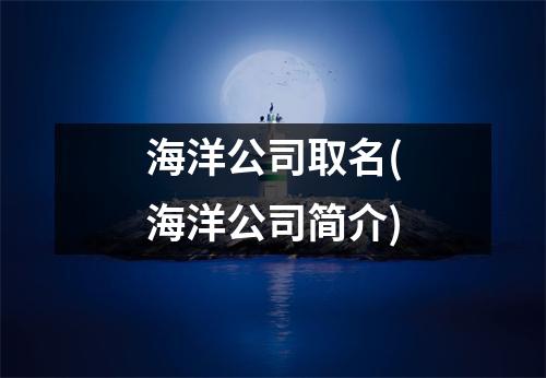 海洋公司取名(海洋公司简介)