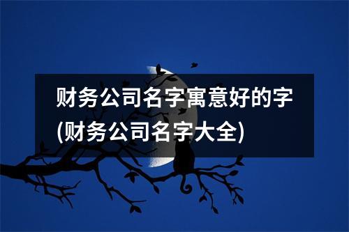 财务公司名字寓意好的字(财务公司名字大全)