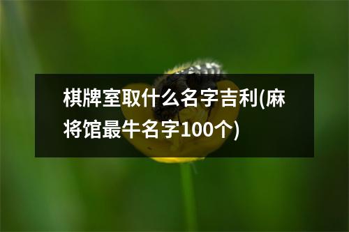 室取什么名字吉利(麻将馆最牛名字100个)