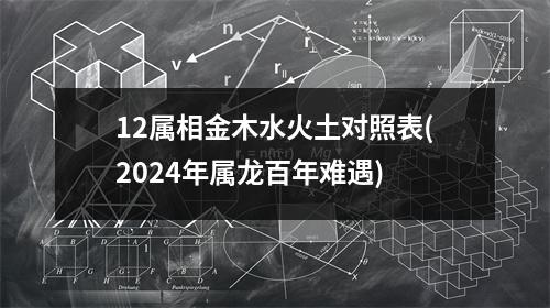 12属相金木水火土对照表(2024年属龙百年难遇)