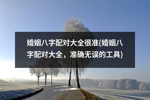 婚姻八字配对大全很准(婚姻八字配对大全，准确无误的工具)