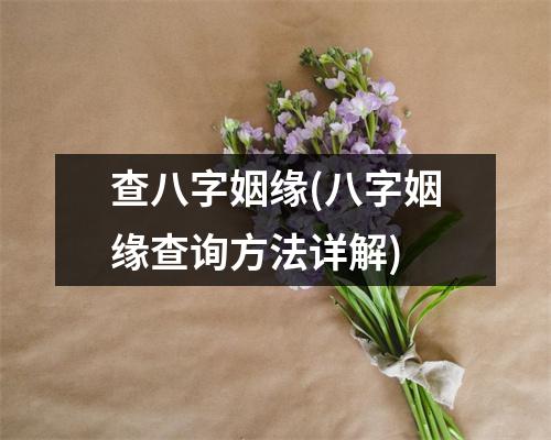 查八字姻缘(八字姻缘查询方法详解)